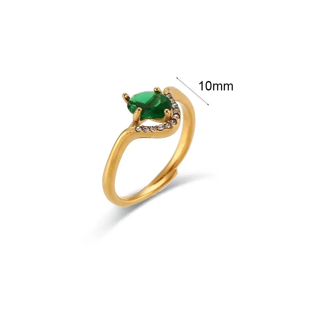 Anel ajustável Cristal Oval Banhado em Ouro 18K