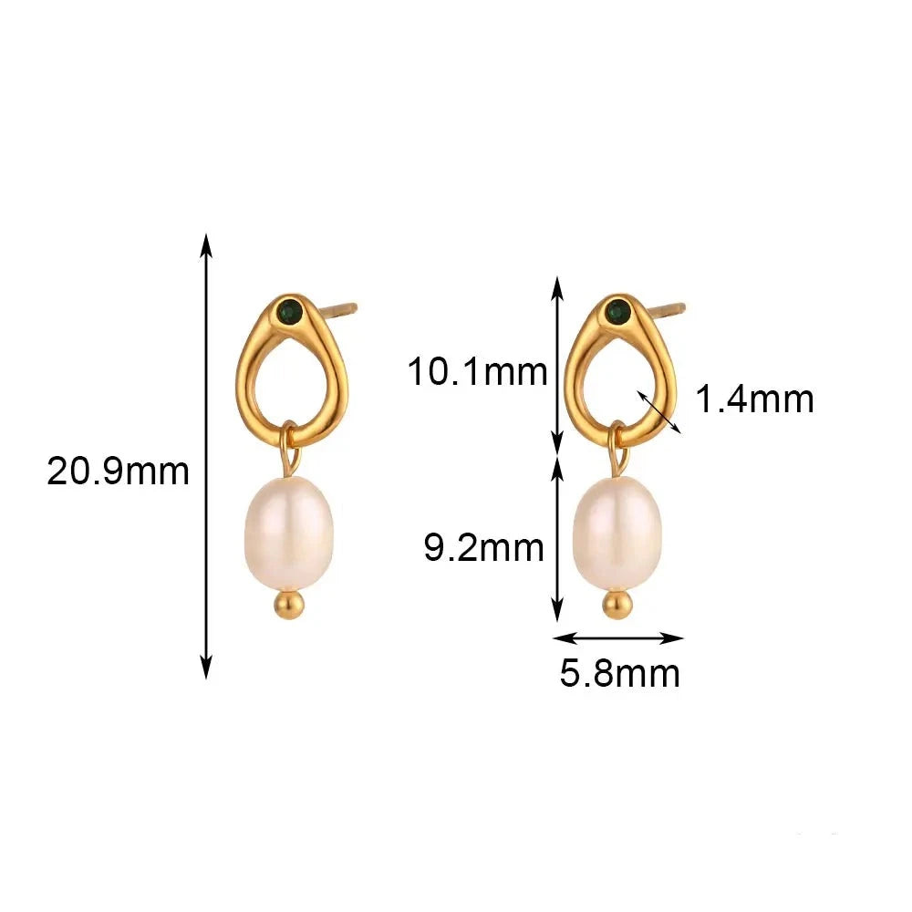 Brinco Pérola Esmeralda Banhado em Ouro 18K
