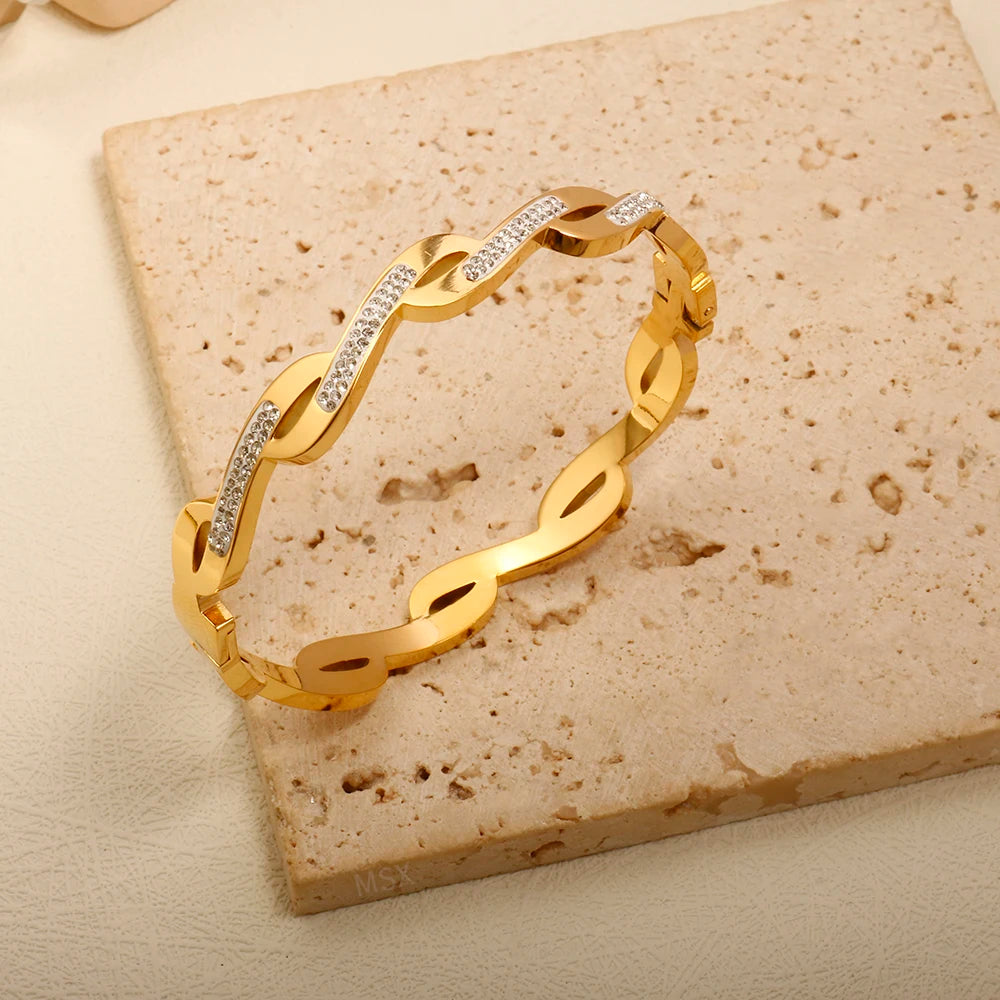 Bracelete Feminino Ondas da Vida Banhado em Ouro 18K - Azzura
