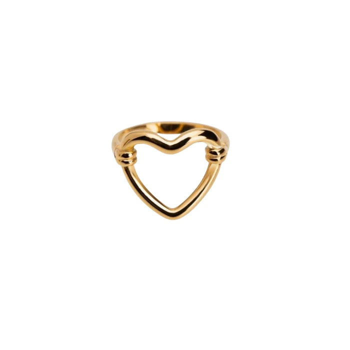 Anel Feminino Coração de Amor Banhado em Ouro 18K - Azzura