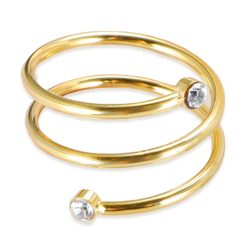 Anel Espiral Brilhante Banhado em Ouro 18K - Azzura