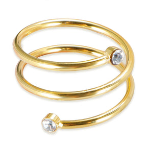 Anel Feminino Espiral Brilhante Banhado em Ouro 18K - Azzura