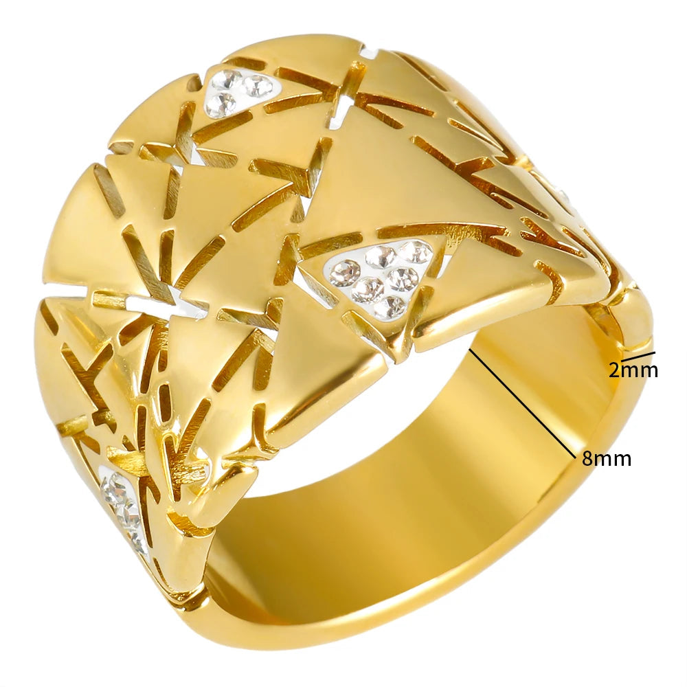 Anel Triângulos Dourados Banhado em Ouro 18K - Azzura