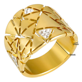 Anel Feminino Triângulos Dourados Banhado em Ouro 18K 206101513 