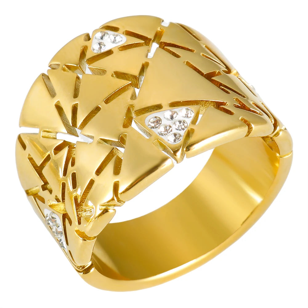 Anel Triângulos Dourados Banhado em Ouro 18K - Azzura