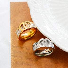 Anel Feminino Romano Luxo Cristal Banhado em Ouro 18K - Azzura