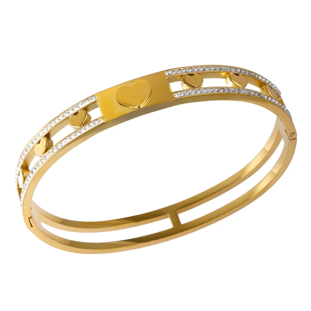 Bracelete 1000 Corações Banhado em Ouro 18K Pulseira 1000 Corações Banhado em Ouro 18K Azzura Ouro 17-18Cm 