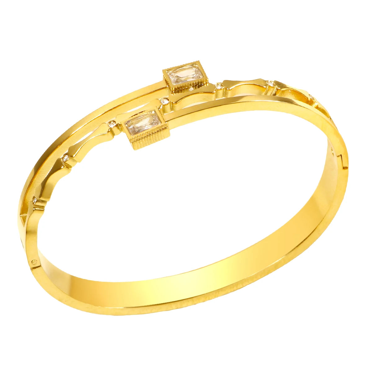 Bracelete Cristal Banhado em Ouro 18K Bracelete Cristal Banhado em Ouro 18K Azzura Ouro 17-18Cm 