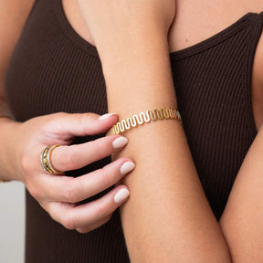 Bracelete Feminino Ripple Banhado em Ouro 18K - Azzura