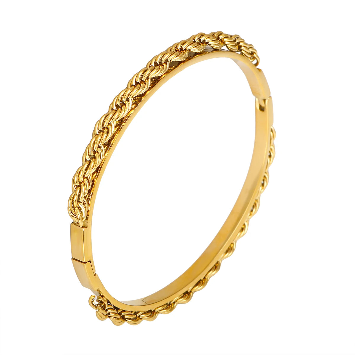 Bracelete Torção Banhado em Ouro 18K Bracelete Torção Banhado em Ouro 18K Azzura Ouro 17-18Cm 