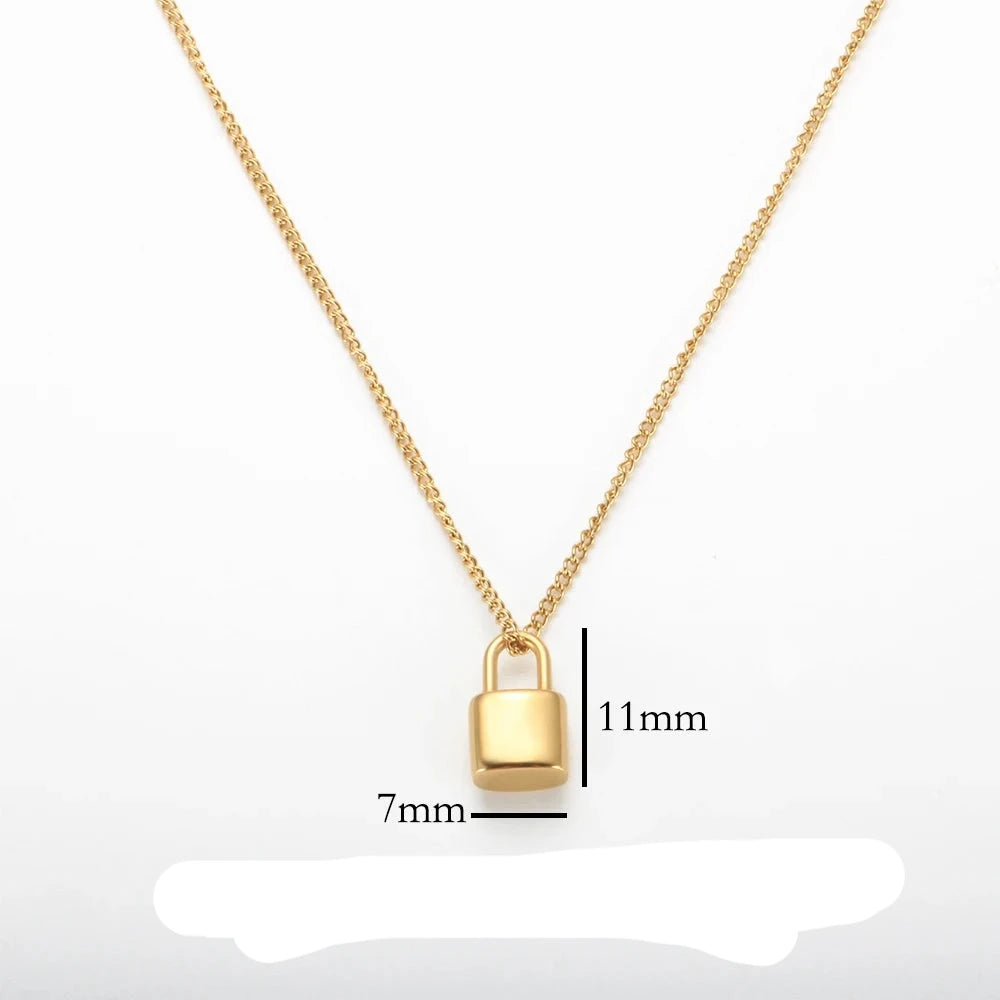 Colar Pingente de Bloqueio Pequeno Simples para Mulheres, Padlock Love Necklace, Fashion Stainless Steel Jewelry Gift, Drop Shipping 206101513 