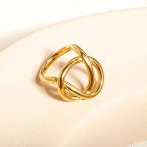 JOVO LOVE-18 k banhado a ouro anel de dedo para mulheres, curva abstrata, personalidade estética, aço inoxidável, jóias irregulares, moda 2621372011 