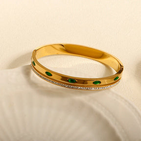 Bracelete Feminino Esmeralda Banhado em Ouro 18K - Azzura