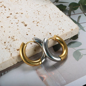 Joy love-brincos redondos geométricos femininos, jóias em aço inoxidável, cor ouro e prata, combinação mista, na moda 206101513 
