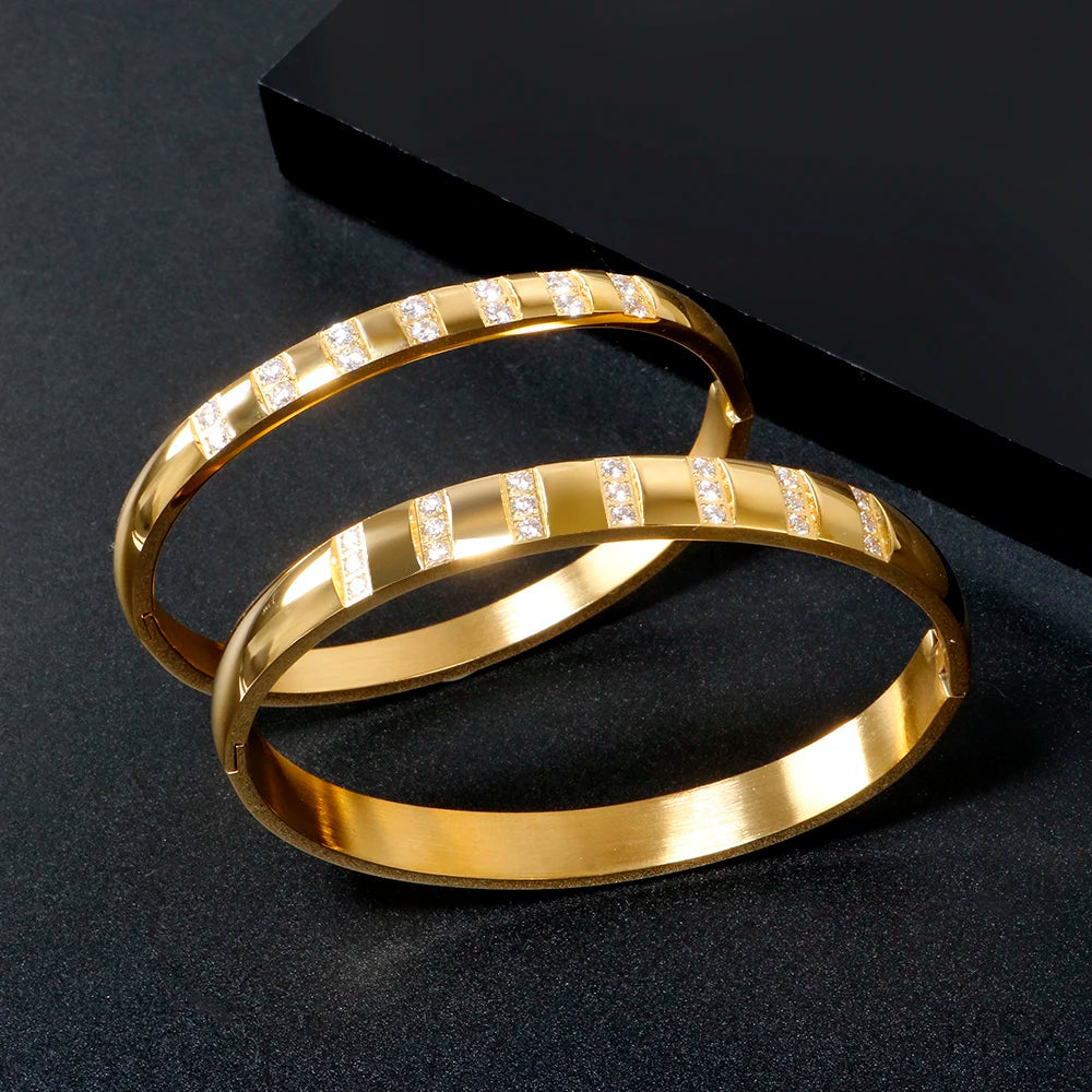Joy love-pulseiras de aço inoxidável para mulheres, jóias de alta qualidade, presente de casamento, largura 6/8mm Azzura 